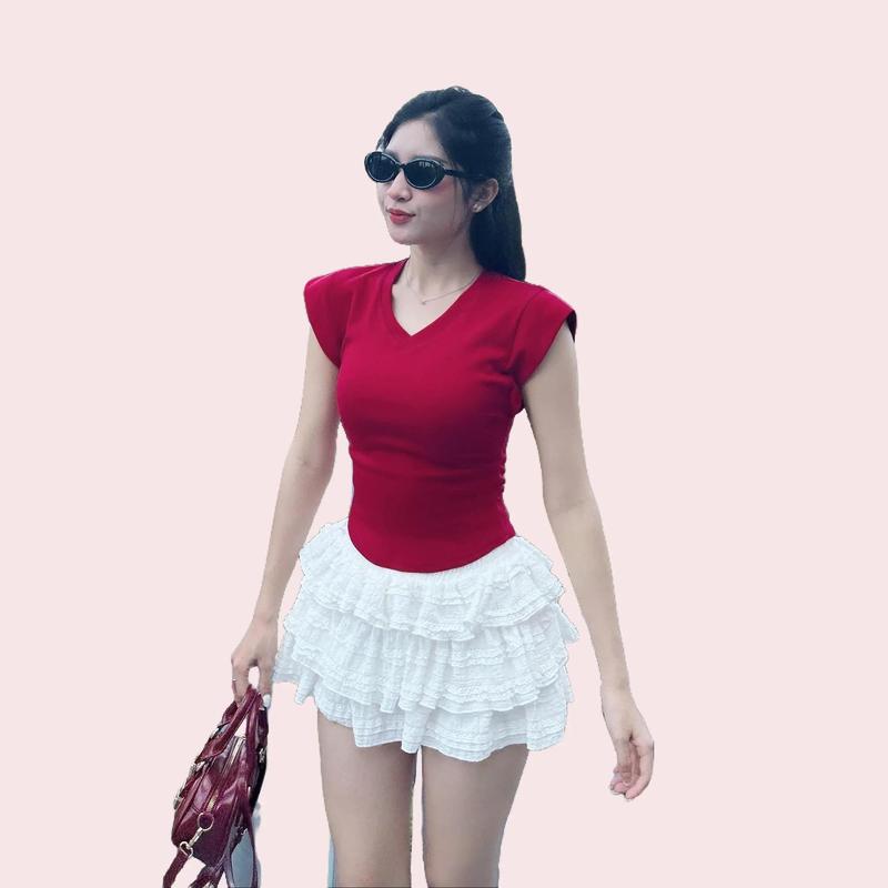 A06 Áo Thun Tay Hến Cổ Tim, Vải Borip Cotton Cao Cấp, Co Giãn, Mịn Mát, Thấm Hút Tốt 4