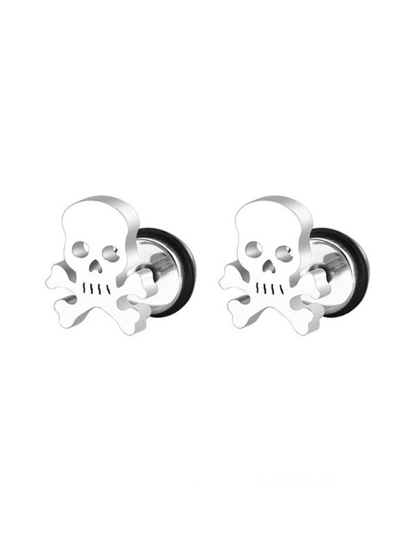Punk Style Skull Design Earrings, Fashionable Stainless Steel Earrings for Men & Women, Trendy All-match Goth Jewelry for Birthday Gift 3