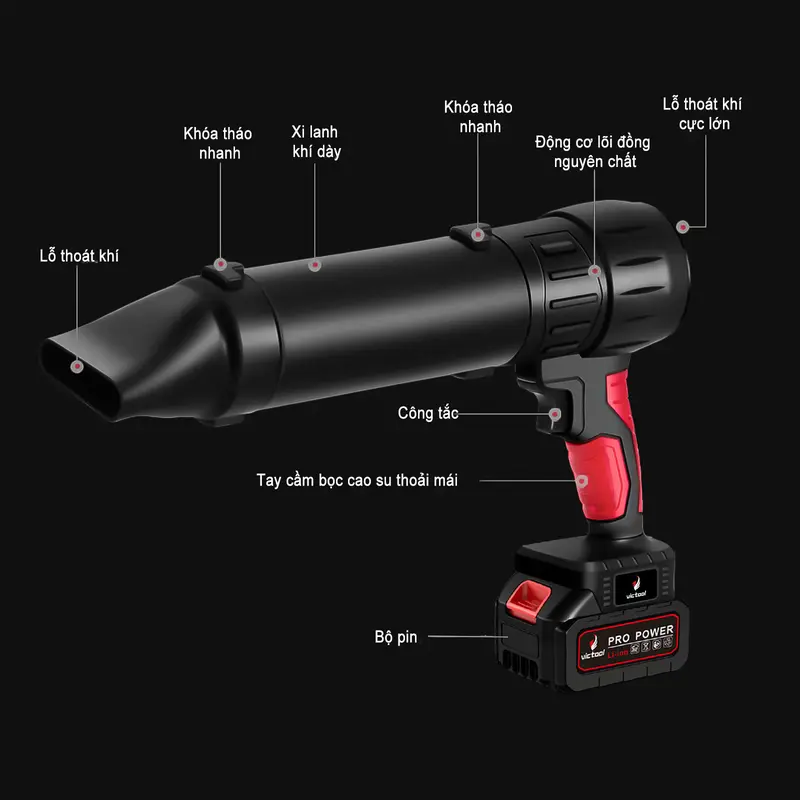 Victool Máy thổi bụi cầm tay, quạt thổi bụi phản lực 6000W máy thổi phản lực không dây, quạt phản lực mini Turbo 1588V Máy thổi bụi phản lực động cơ tua bin pin 10cell phổ thông Makita 6