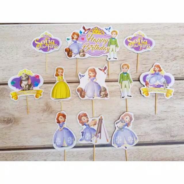 Jual isi 10 cake topper hiasan kue ulang tahun karakter sofia the first ...