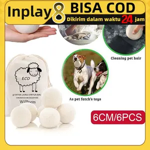 6Pcs Putih Wool Felt Wrinkle Reusable Laundry Steamy Dryer Ball 6Cm/mengurangi listrik statis.