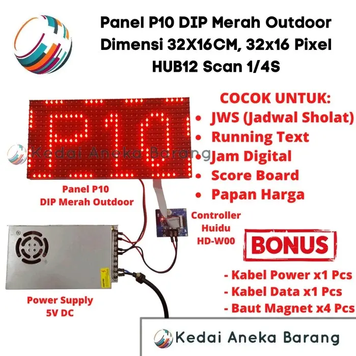 Panel Module Modul LED P10 Running Text DIP Merah Red Outdoor 0