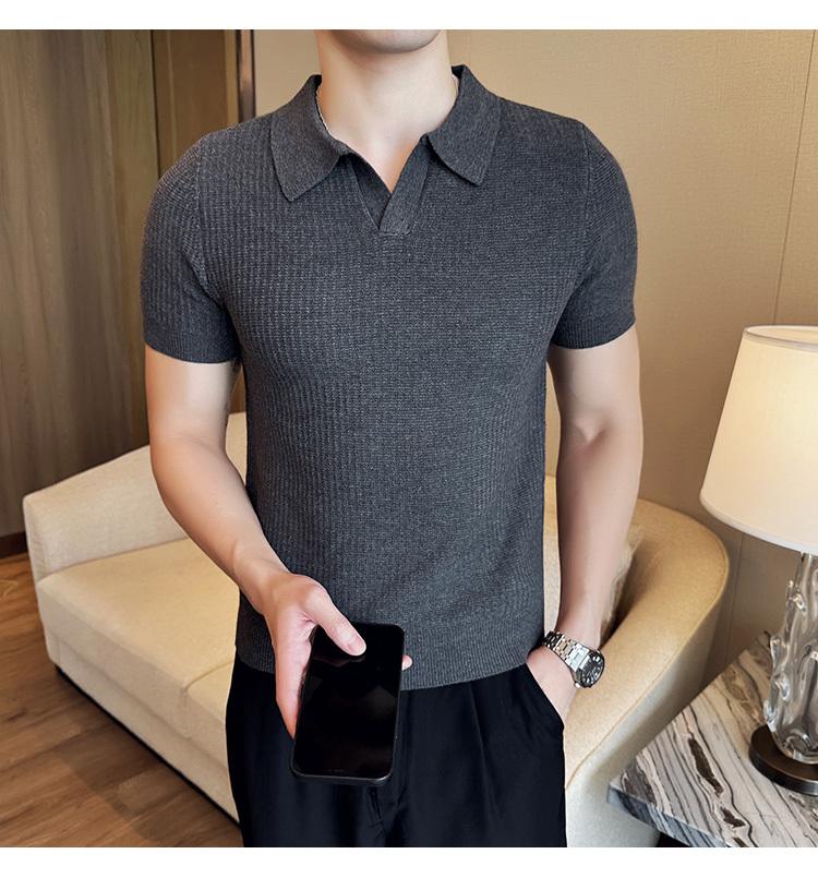 Product Introduction of Áo Polo, Mỏng Vừa Vặn, Phong Cách Thường Ngày, Không Nhăn, Thời Trang, Thiết Kế Đơn Giản, Màu Trơn ngắn Tay, Cổ Áo bẻ xuống, Làm Bằng Dệt Kim, Thích Hợp Cho Mùa Hè, Không Khí Tươi Mới, Phong Cách Nam 13