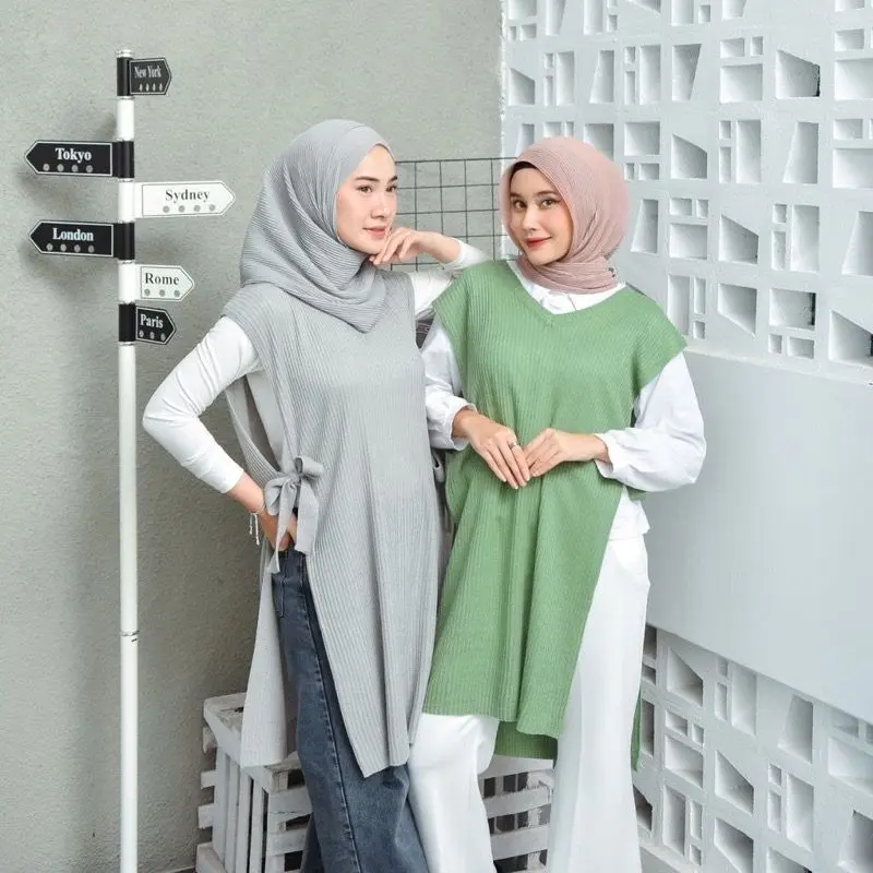 Rompi Tali Long Tunik Rajut Wanita Premium | Atasan Wanita Panjang 0