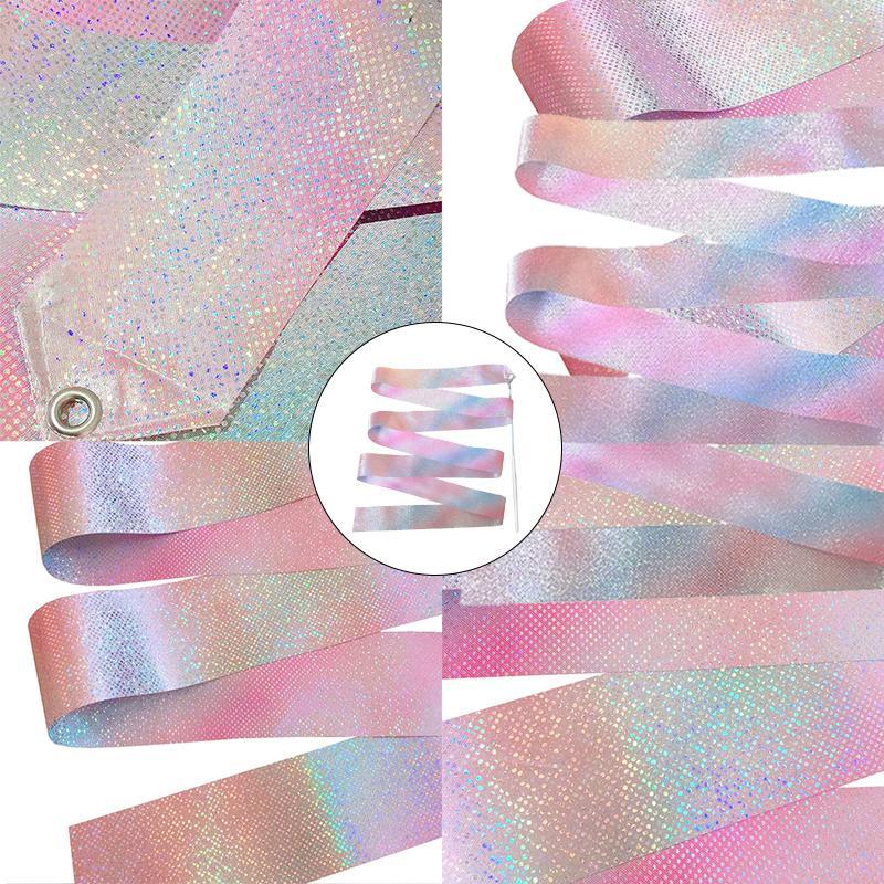 Product Introduction of 2m Flashing Dance Ribbons, Rhythmic Gymnastics Ribbon, Rhythmic Art Gymnastics Ballet Twirling Rod Stick Kids Toys Sports Training Practicing 16