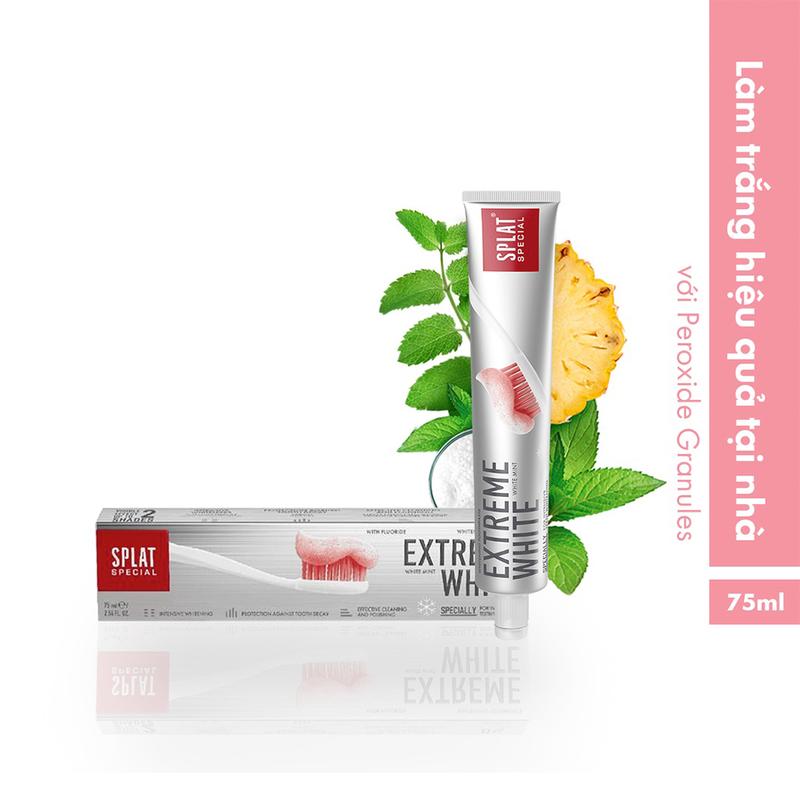  Kem Đánh Răng Hỗ Trợ Làm Trắng Răng SPLAT Extreme White Chứa Các Hạt Siêu Nhỏ Giúp Làm Trắng An Toàn Và Hiệu Quả 75ml 
