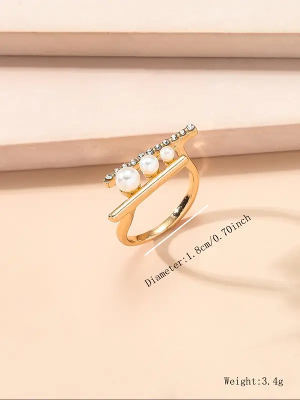 Elegant Faux Pearl Decorated Ring, Fashion Accessories for Women & Girls, Trendy All-match & Exquisite Jewelry for Birthday Gift 1