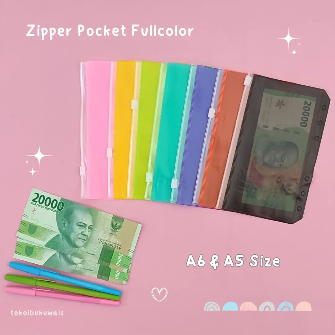 A6 A5 ZIPPER POCKET KANTONG PENYIMPANAN UANG SERBAGUNA - FULLCOLOR