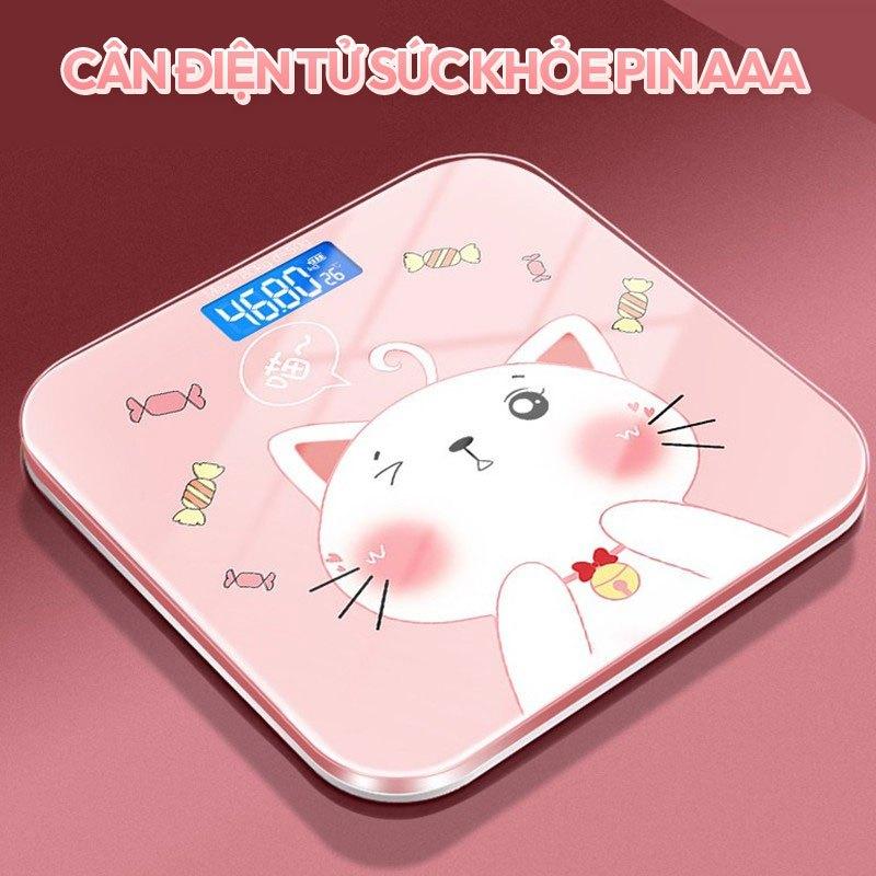 Cân Điện Tử Sức Khỏe Mèo Hồng Tiện Dụng, Cân Bếp Gia Đình Dùng Pin Aaa Bền Đẹp Dễ Dùng Max 180kg 0