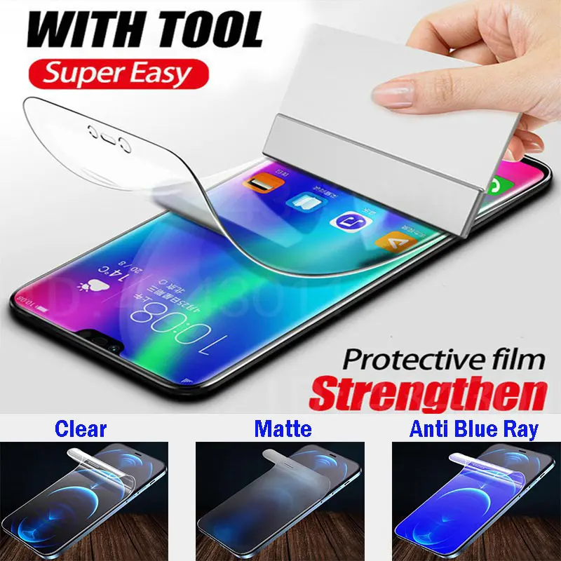 Matte/HD Clear/Anti-Blue Ray Hydrogel Soft Front Screen Protector Clear TPU Film For iPhone 14 Pro Max 13 12 mini 11 Pro Max XS Max XR X 7 8 6 6S Plus 5 5S SE SE2 SE3 4 4S