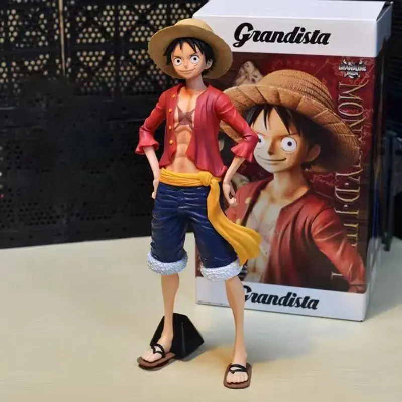 Tokoh aksi One Piece untuk kanak-kanak, patung anime Luffy 27cm, patung PVC, monyet D Luffy, model Smiley klasik, mainan kanak-kanak