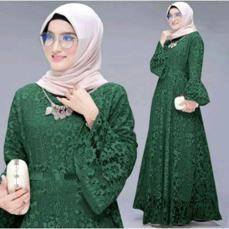 Maxi Dress Yunita Full Brukat Resleting depan (Busui friendly) Terbaru 2025 gamis Pesta gamis kondangan 2