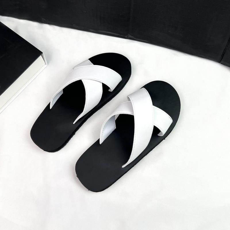 Dép sandal quai chéo A9 đế bệt, sandal đi biển Trắng Đen Nâu SANDALTHOITRANG