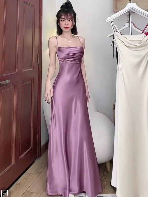ĐẦM LỤA 2s Nữ cao cấp xẻ đùi chất lụa xin không xước mềm mịn mát có size SML - HOLY DRESS Women Voi Nhung Kem