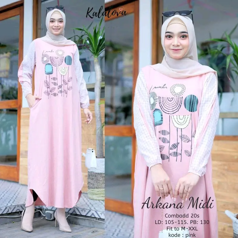 New Product Lengan Panjang Kotak-Kotak Midi Kekinian.Bahan Combad 20 s by kalalova solo 3
