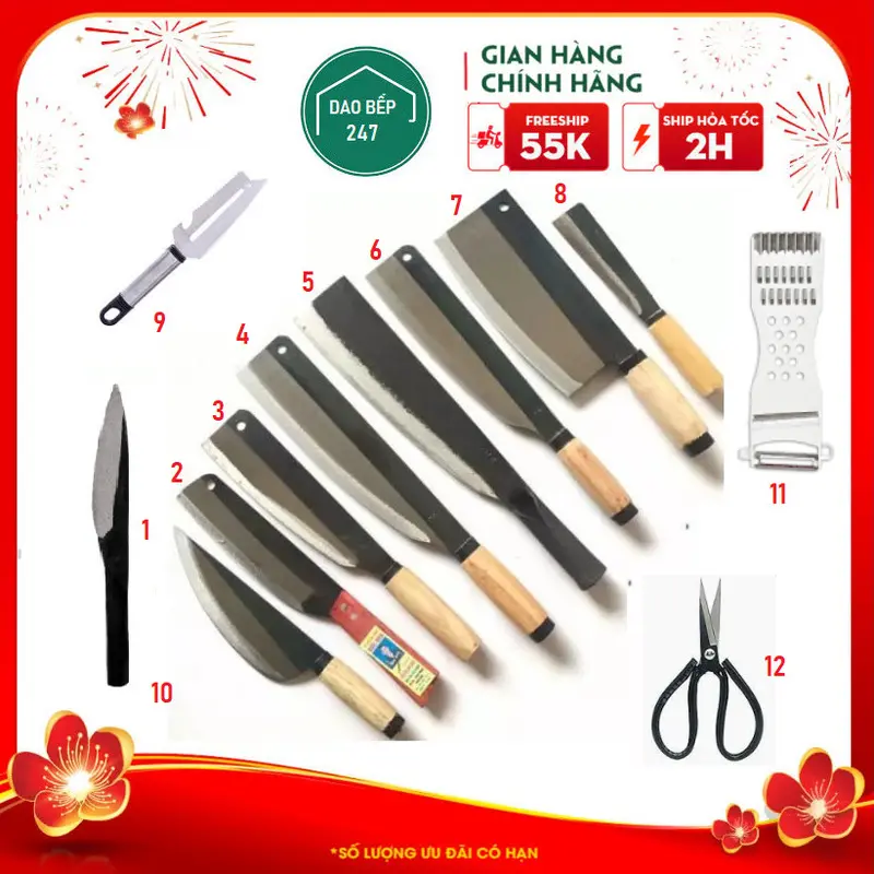 VN009 - Bộ dao nhà bếp 10 siêu rẻ , rèn thủ công 3