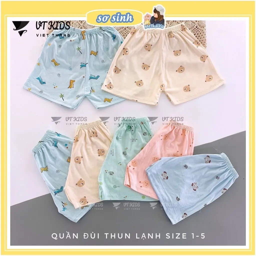 Set 10 quần đùi cotton lạnh siêu mềm mịn cho bé