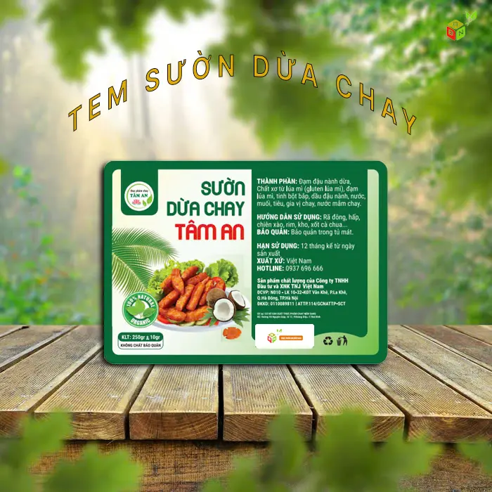 Tem Dán 500g Sườn Dừa Chay Tâm An - NPP AN Bảo Nam