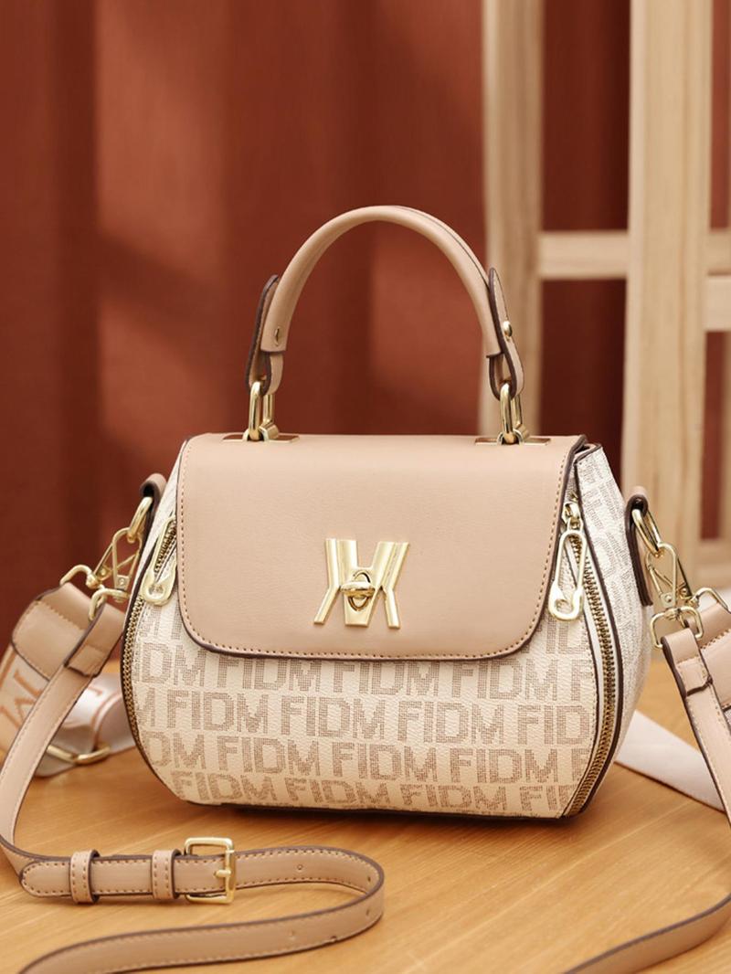 Product Introduction of Summer 2025 Fashion Letter Pattern PU Handbags for Women, Retro Geometric Label Decor Shoulder Bags, Everyday Bags, Dainty Gift for Your Love, Gifts for Girlfriend 2