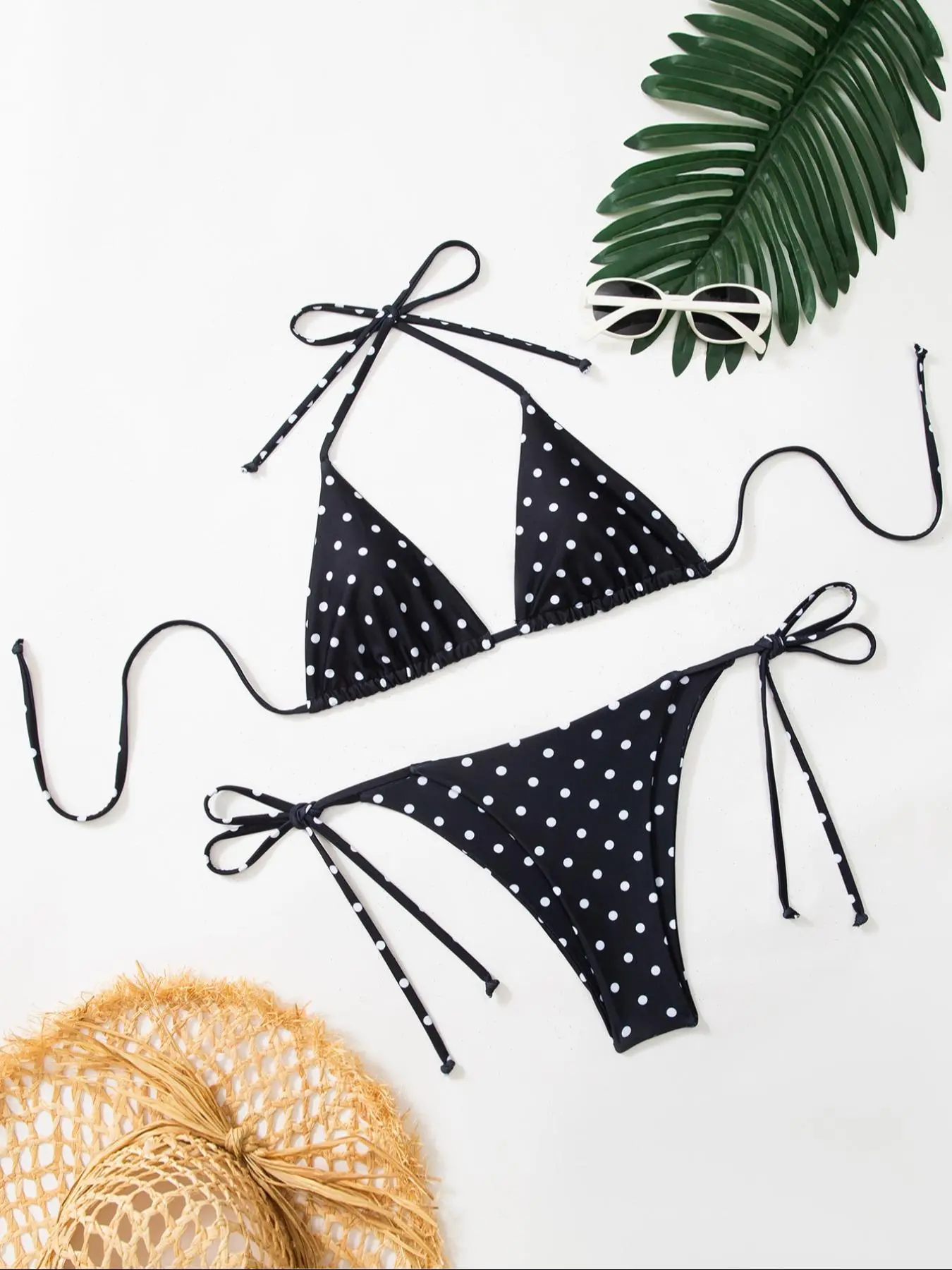 Women's Polka Dot Print Bikini Set, Casual Fashion Chic Swimsuit Set, Ladies Swimwear for Beach Holiday Vacation Swimming