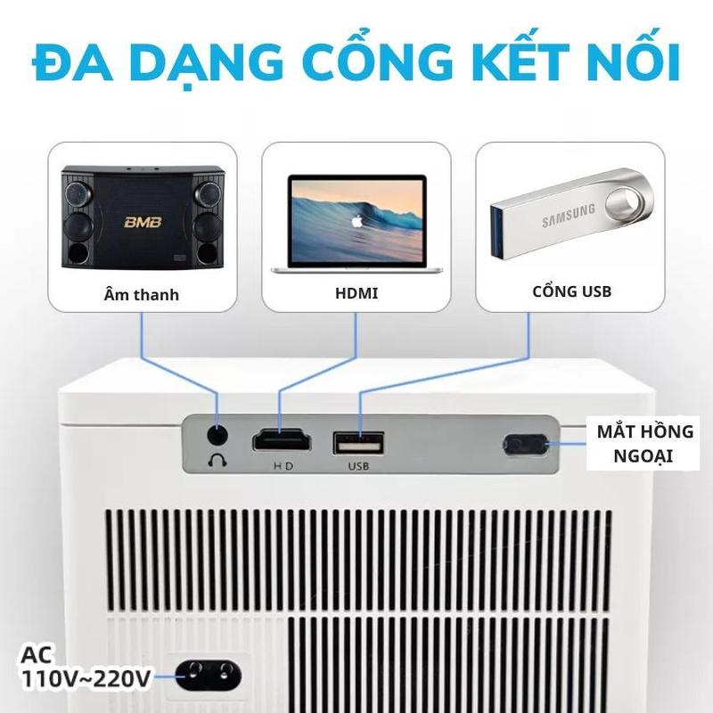 Máy chiếu mini Xem Phim Kaw K650 Plus - Hàng Chính Hãng, Độ Phân Giải 1080P, Âm Thanh Audio Sắc Nét, Bảo hành 1 đổi 1 Projector khoảng cách phóng hình dài 2