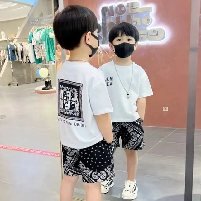 terno for kid boy Bandana White Shirt Terno Short 1-5yrs old C37