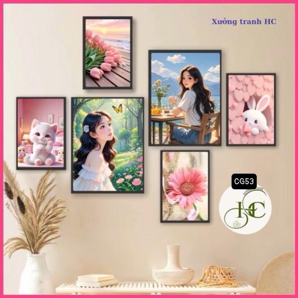 50 mẫu* bộ 6 tranh dán tường decor phòng khách fomex 5mm sẵn băng keo decor phòng tranh treo tường tranh decor phòng ngủ sticker decor hình dán tường cho bé không cần khoan đục