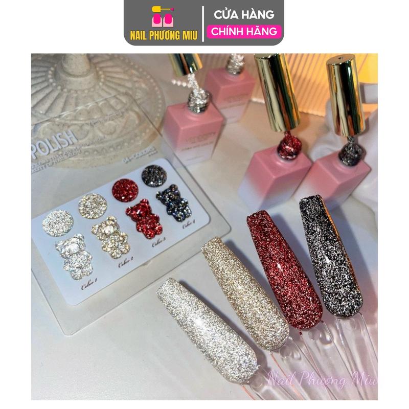[Chai Lẻ] Sơn Nhũ Flash Siêu Sáng Làm Nail, 4 Màu Đỏ Vàng Bạc Đen Chai 15ml, Bóng Đặc Bền Màu Tạo Điểm Nhấn Cực Chất Cho Nữ