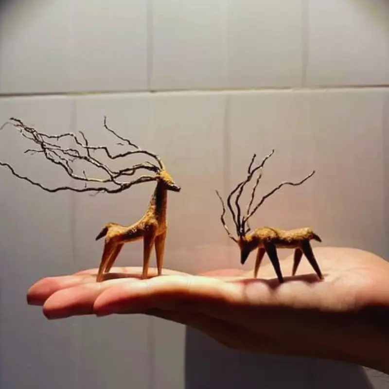 Huơu gỗ được làm thủ công từ lũa san đá trang trí bể cá, tiểu cảnh phong cách thiên nhiên 0