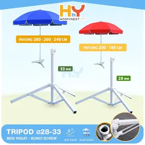 HOMYNEST Kaki Payung Jualan Cafee Outdoor Jumbo Bahan Besi Kuat Ukuran 28 mm 33 mm Anti Karat Berkualitas