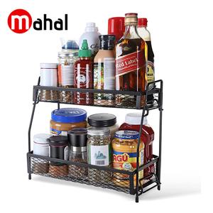 Stainless steel Desktop Double Layer Storage Rack Detachable Iron Kitchen Spice Rack  Perfume Organiser