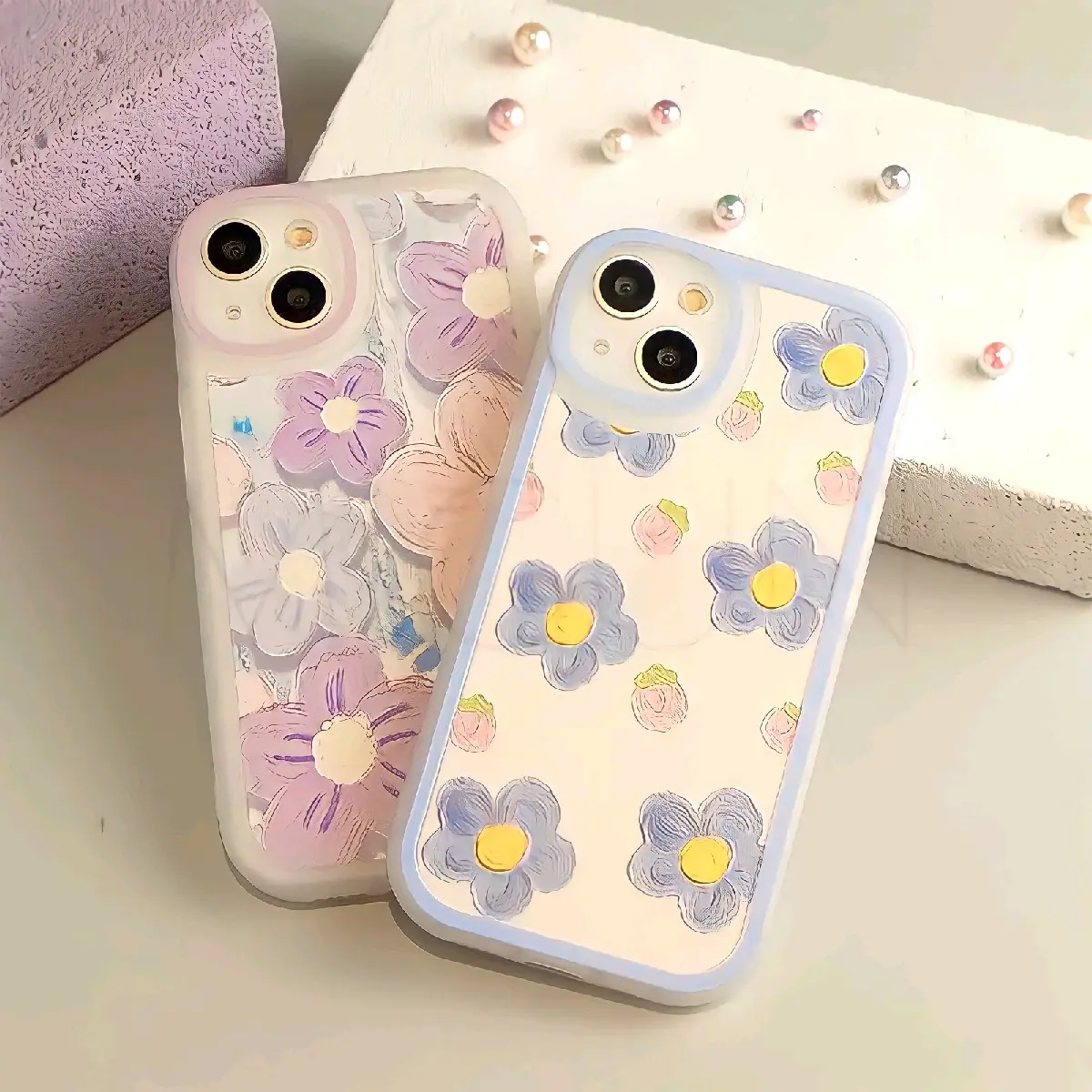 Case Motif Bunga ip 6 7 8 Plus X XR XS Max 11 12 13 Pro Max Silicone Cover