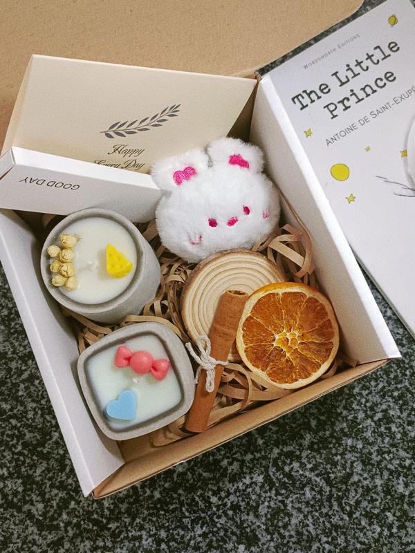 Set quà tặng 2 cốc nến thơm + Gấu nhỏ [mùi hương ngẫu nhiên hoặc theo yêu cầu] không khói khử mùi, thư giãn