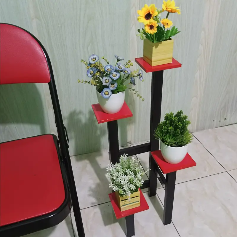 Rak bunga minimalis hiasan dekorasi rumah rak kayu tinggi 65 cm - WRSL65CM Dinding 5