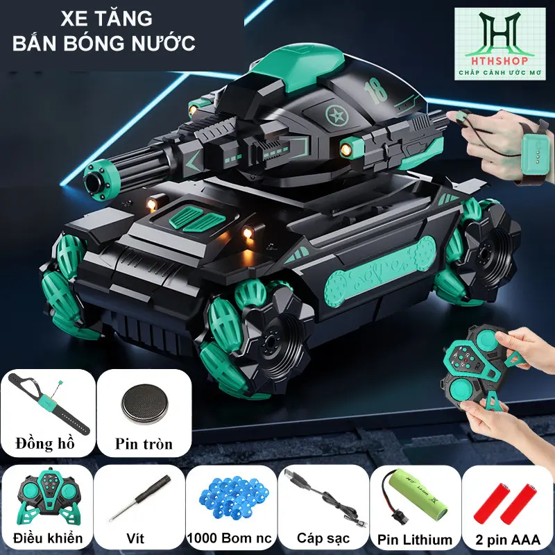 Khai trương: Xe Tăng Loại siêu to (29 x18x17 cm), Đồ chơi trẻ em bé trai, đồ chơi siêu xe tăng, điều khiển từ xa, Bắn bom nước. Pin Sạc, toy Đèn 5