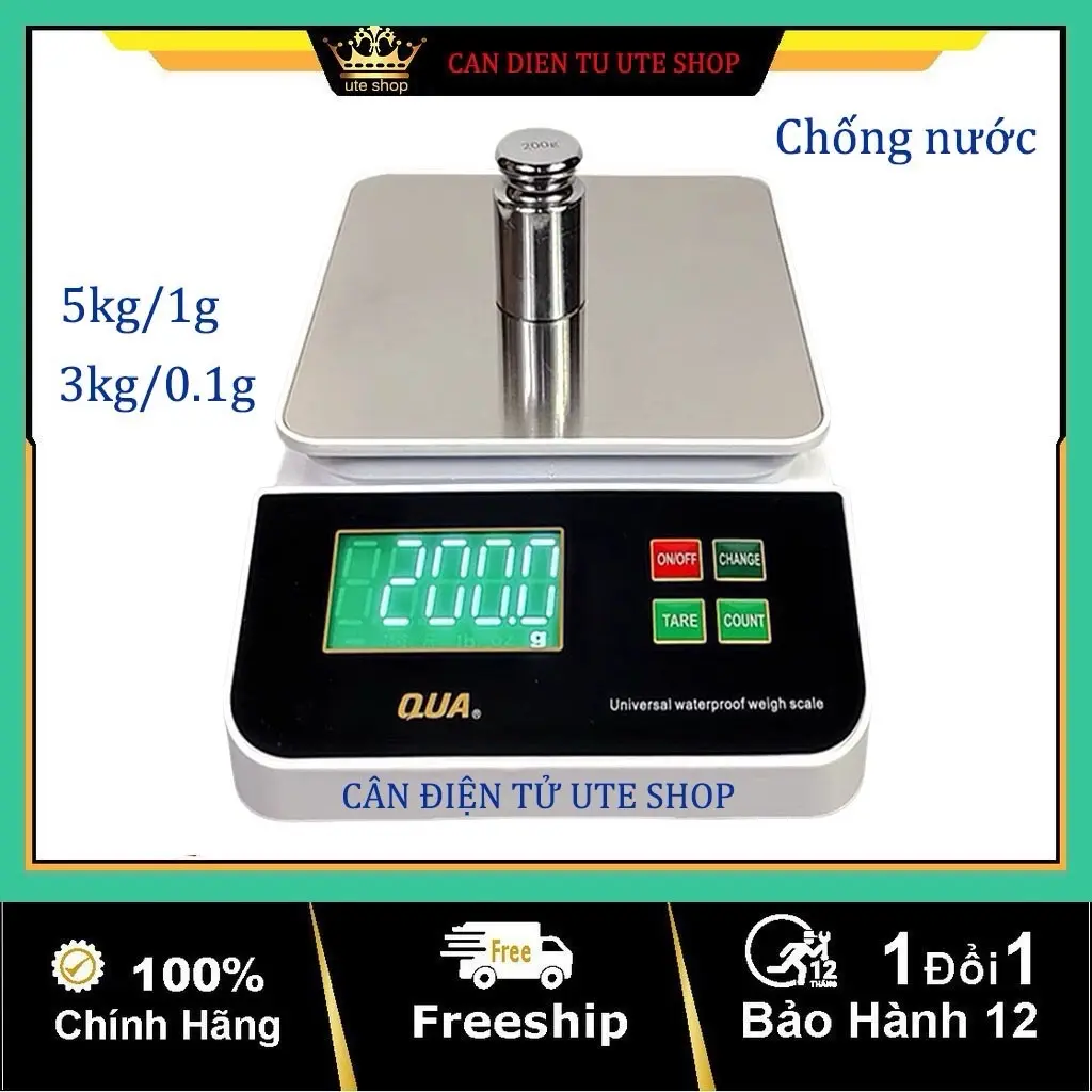 Cân  điện tử tiểu ly mini nhà bếp chống nước mặt inox 5kg/1g & 3kg/0.1g cân thực phẩm siêu chính xác bảo hành 12 tháng