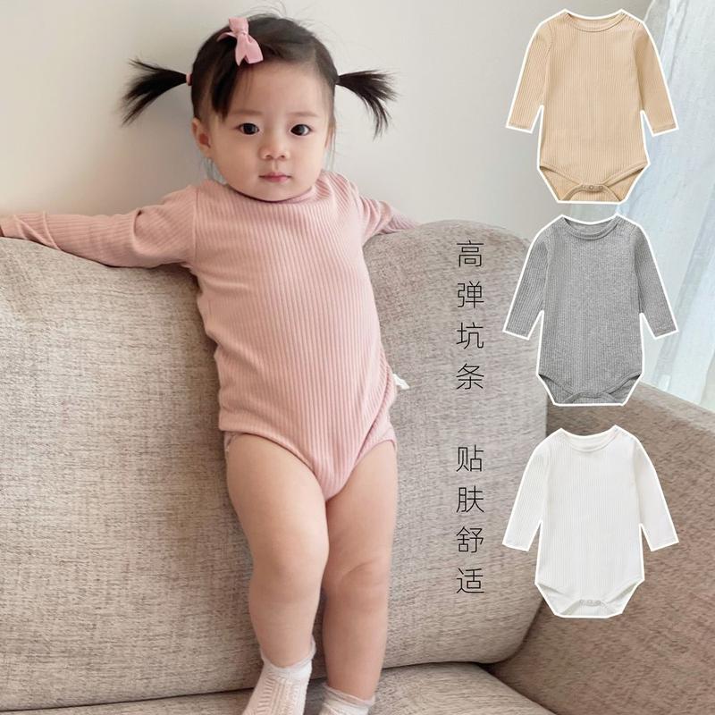 áo liền quần Trẻ Em Bé INS, Dài Tay, Mặc Mùa Xuân Và Mùa Thu, Phong Cách Phương Tây, Siêu Dễ Thương, Cho Em Bé Gái, Làm Bằng Bông Nguyên Chất, Áo Jumpsuit Quần Kẻ Sọc Chìm 0