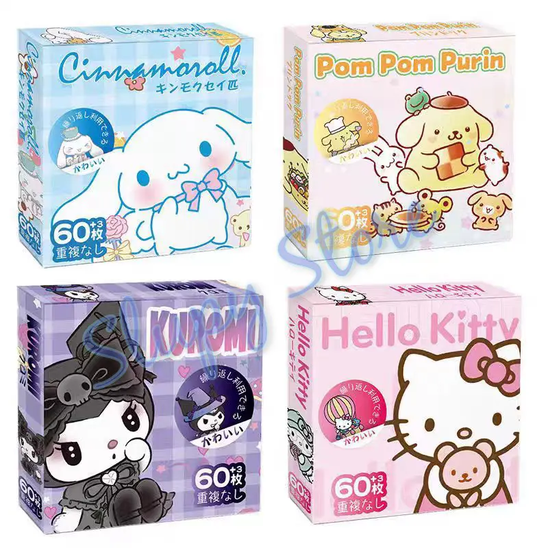 SLP Set Sticker Stiker Gambar Tempel isi 63 pcs Kuromi Cinnamoroll Hello Kitty Pompompurin My Melody Pochacco Doraemon Shinchan