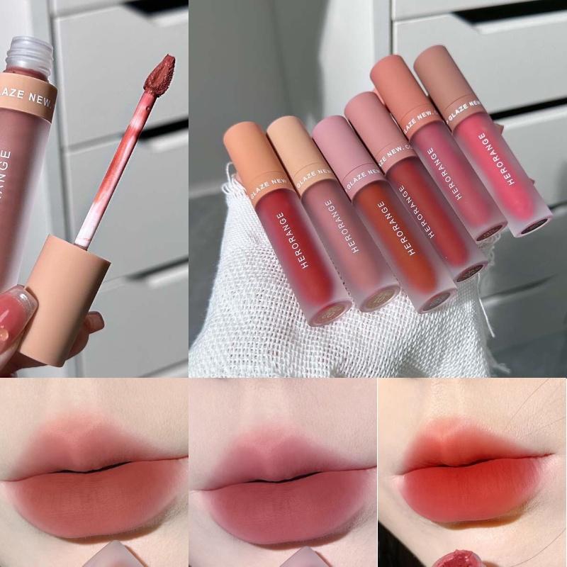 Son Bóng Nhung HERORANGE Lớp Hoàn Thiện Lì Mềm Lâu Trôi Kem Son Bóng Nhòe Mềm Nữ