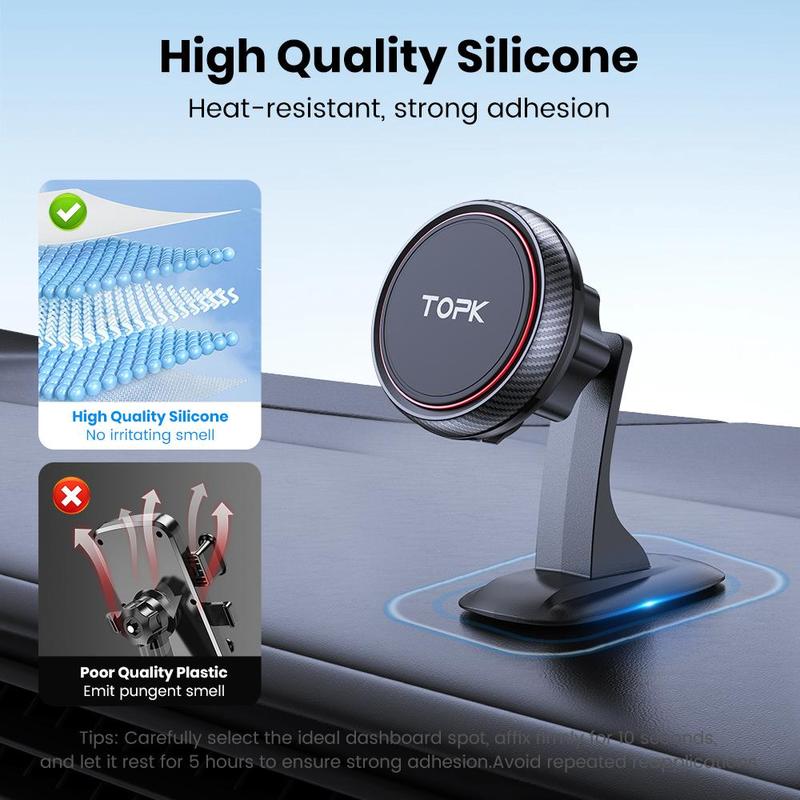 Product Introduction of TOPK Magnetic Car Phone Holder, 360° Adjustable Car Phone Mount, Universal Car Interior Accessories for iPhone Samsung Devices 3