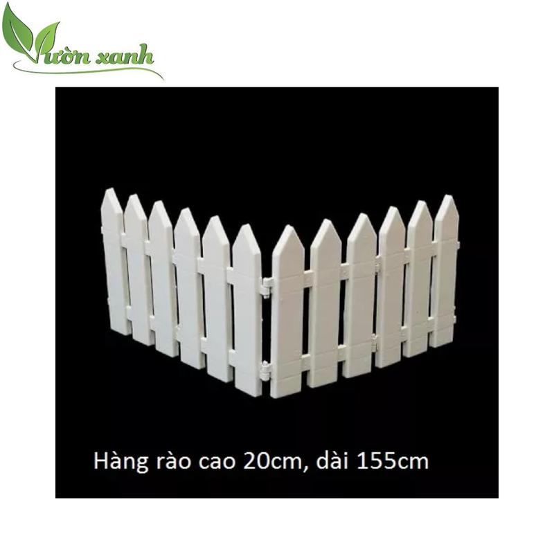Hàng Rào Nhựa Lắp Ghép Trắng Cao Cấp Trang Trí Cây Thông Noel, Cây Cảnh, Vườn Hoa Cao 20 cm,Dài 1.55m