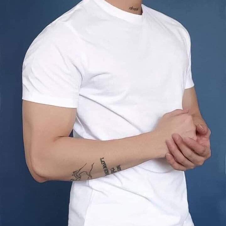 Áo thun CỔ TRÒN nam nữ kiểu trơn tay ngắn, vải Cotton dày co dãn 4 chiều không ra Màu Menswear Kem