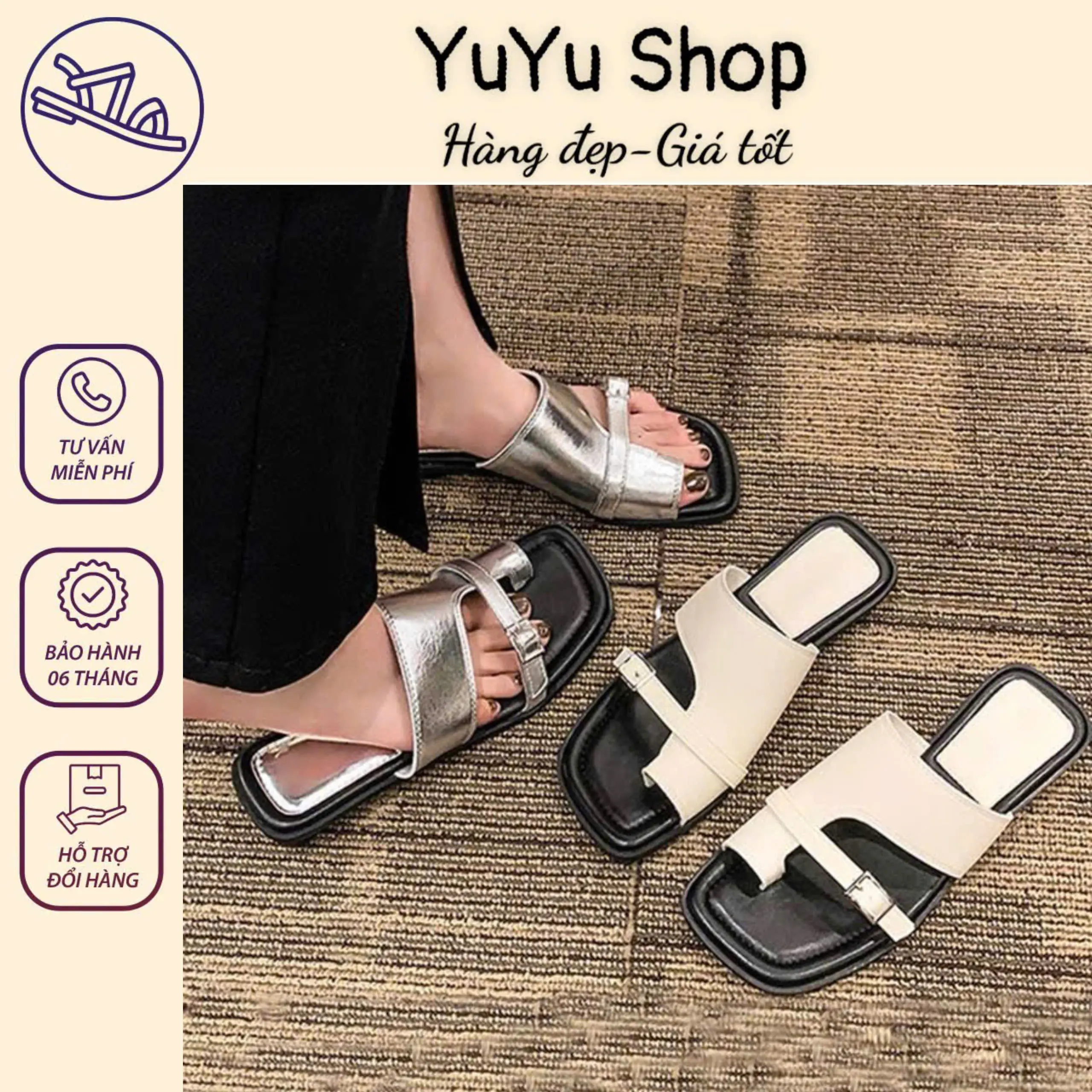 [6659-CHUẨN SZ] Dép lê xinh xắn đế bệt dễ đi chống trượt phong cách mới