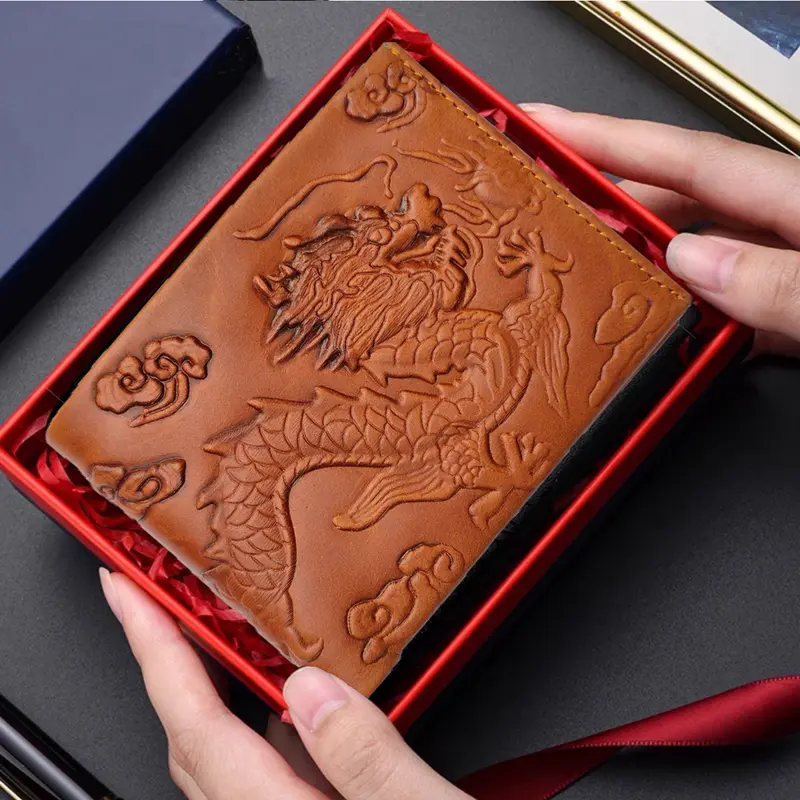 Ví Nam Da Bò Sáp Ý cao cấp mac Rồng tài lộc và may mắn 2024 - VN029 Hình Chữ Nhật Wallet 6