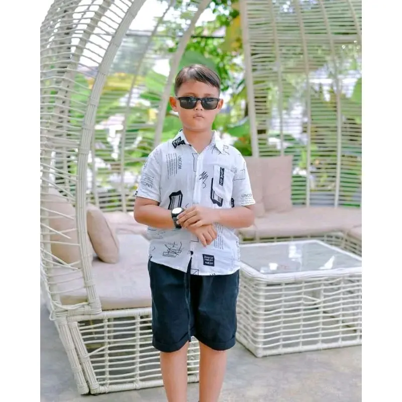 kemeja motif anak tanggung / kemeja rayon anak laki-laki / baju motif / kemeja pantai / kemeja motif viral Fashion 1