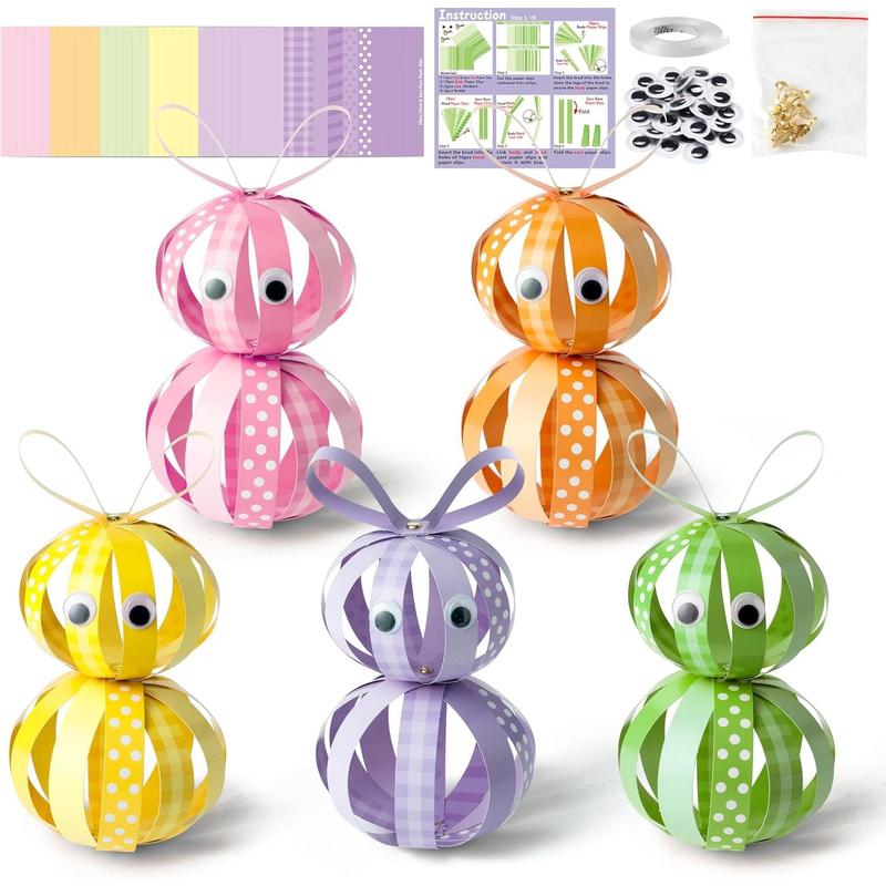 30PCS Easter Bunny Craft Kit for Kids DIY Colorful Strip Rabbit Hanging ...