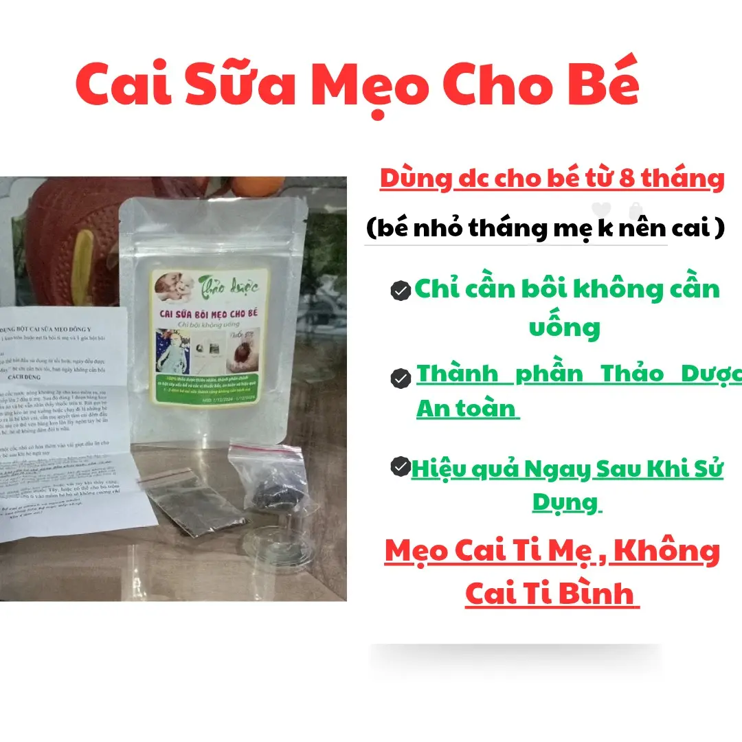 Bột bôi mẹo cai sữa bé thảo dược (có hướng dẫn sử dụng chi tiết) - kem em dưỡng