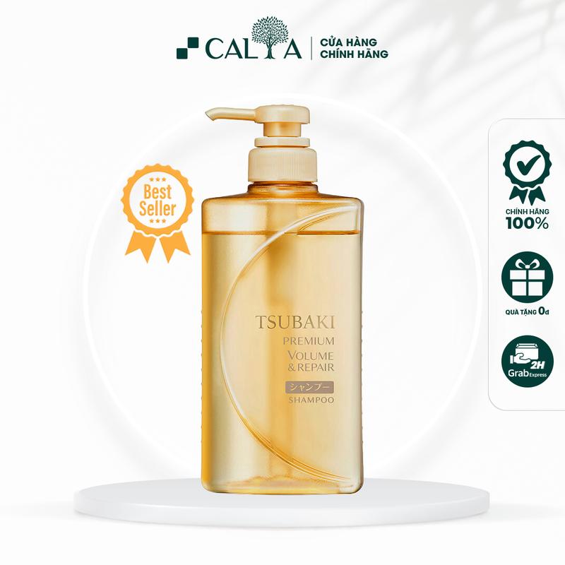 Dầu Gội Tsubaki Màu Vàng Ngăn Rụng Tóc Phục Hồi Tóc Hư Tổn - Tsubaki Premium Repair 490ml