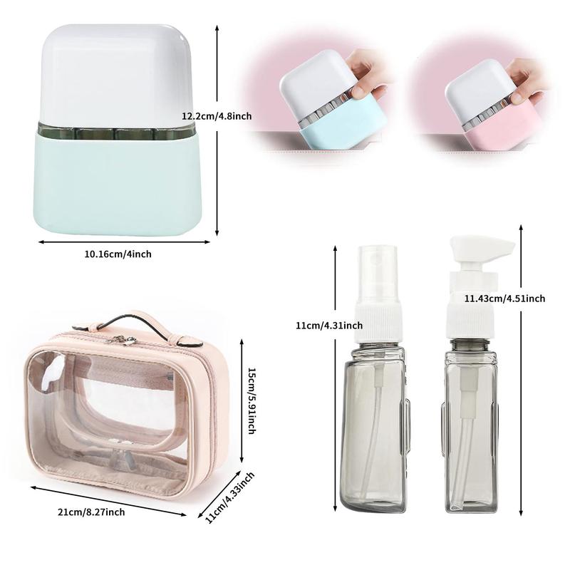 Travel Size Packaging Bottle, 2 Sets 8 Counts Refillable Spray Bottles with Organizer Storage Box, Bathroom Accessories, Portable Leak Proof Travel Containers Set for Toiletries Home Outdoor Office 3