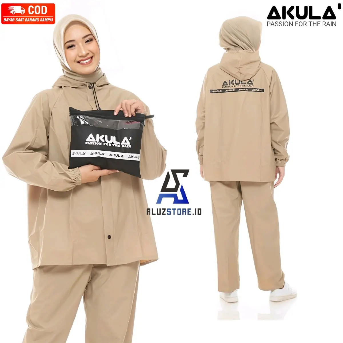 Jas Hujan AKULA Original Setelan Baju Celana Pria&Wanita Bahan PVC 0,25 Best Quality